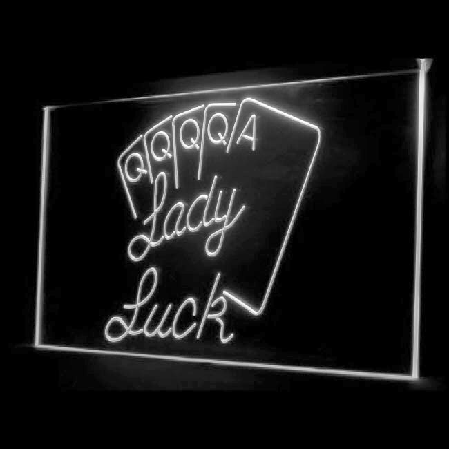 17/"x14/"Lady Luck Poker Neon Sign Light Handmade Visual Artwork Wall Display Gift