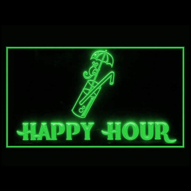 170159 Happy Hour Alcoholic drinks Party-goer Friends Display LED Light Sign 