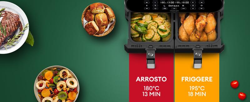 CHEFREE AFW20 Friggitrice Ad Aria A Doppio Cestello, DUAL-VIEW, 8 L, 2400W, 8 Funzioni, Cottura Simultanea, Antiaderente, Preriscaldamento, Menu Italiano Online 9 CHEFREE AFW20 Friggitrice Ad Aria A Doppio Cestello, DUAL-VIEW, 8 L, 2400W, 8 Funzioni, Cottura Simultanea, Antiaderente, Preriscaldamento, Menu Italiano Online -Piccoli Elettrodomestici Negozio AAHKMJXYDAFdJAOAIMEbOAchD3VsGnPiUjyg6RW bZeRtl0Xd QSLwBh1ZtztWcTgJU4UJxYhUzYLJ5M