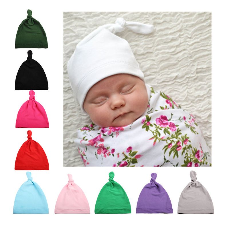 Newborn Baby Hat Toddler Infant Boys Girls Cotton Knot Hospital Beanie Hat Cap
