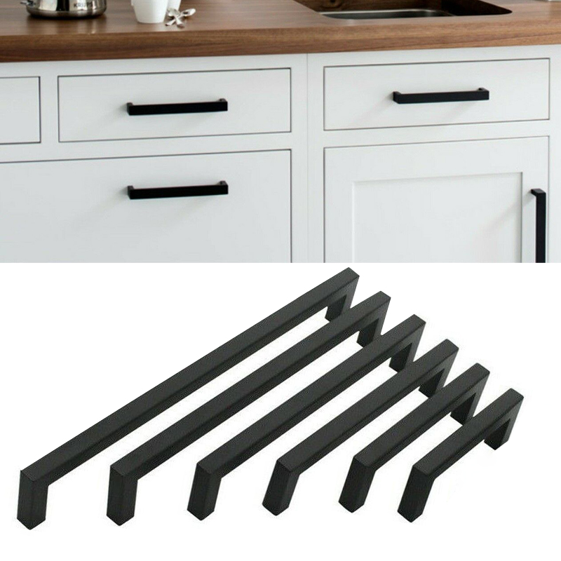 Black Square Cabinet Handles Drawer Pulls Knobs Stainless Steel Kitchen Black Stainless Steel Cabinet Knobs And Pulls