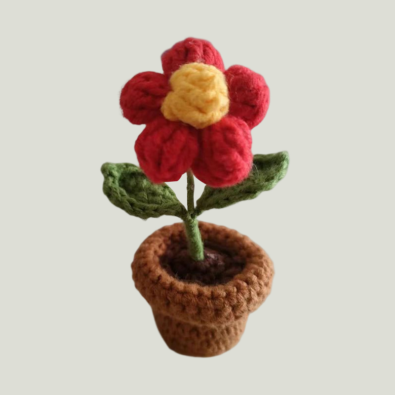 1Pc Hand-Knitted Potted Plant Crochet Flower Bouquet Wedding Home Decor  Ornament