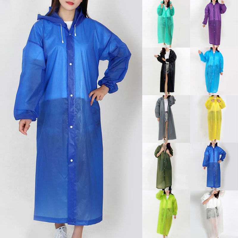Women Waterproof Jacket EVA Clear Raincoat Rain Coat Hooded Poncho Rainwear New