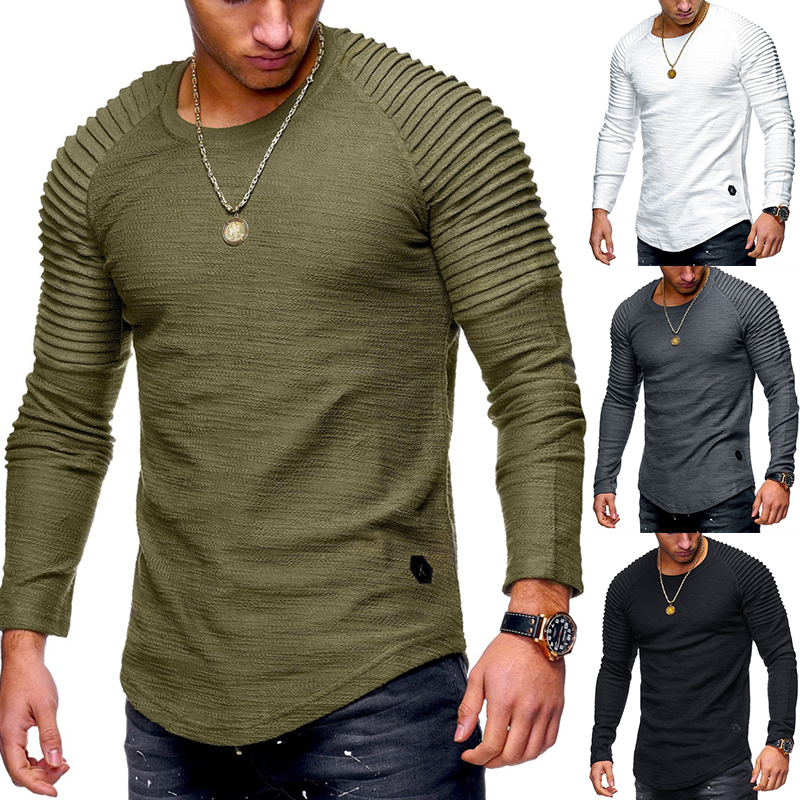 Men's Slim Fit O Neck Long Sleeve Muscle Tee Shirts Casual T-shirt Tops ...