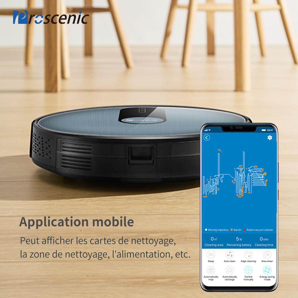 Proscenic Aspirateur Robot 820S-Nettoyeur Et Laveur 3 En 1- Connecté ... -Électromaison Innovante 5da3dbdc96944