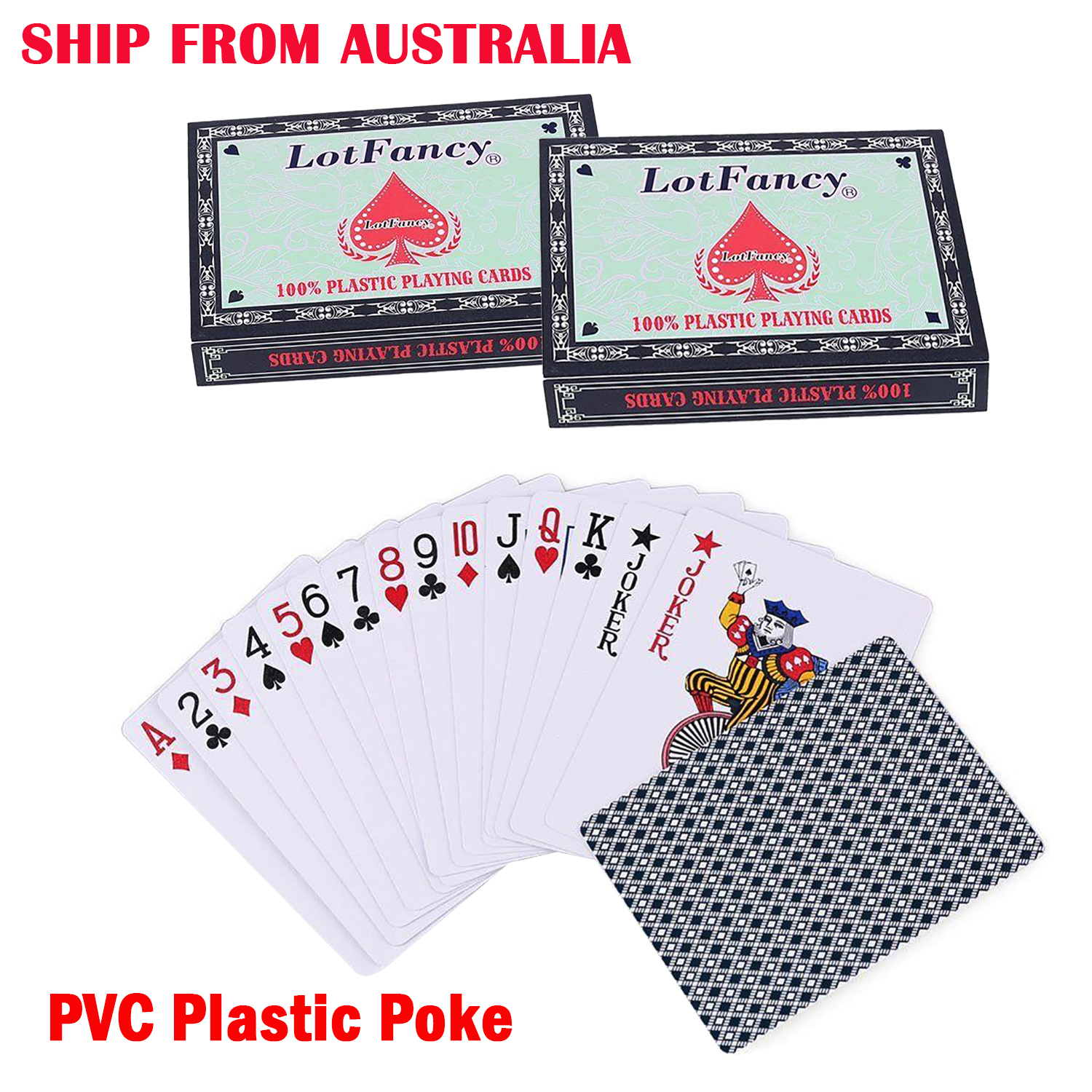 2 Packs Waterproof Playing Cards Poker Size Plastic Decks Card Table