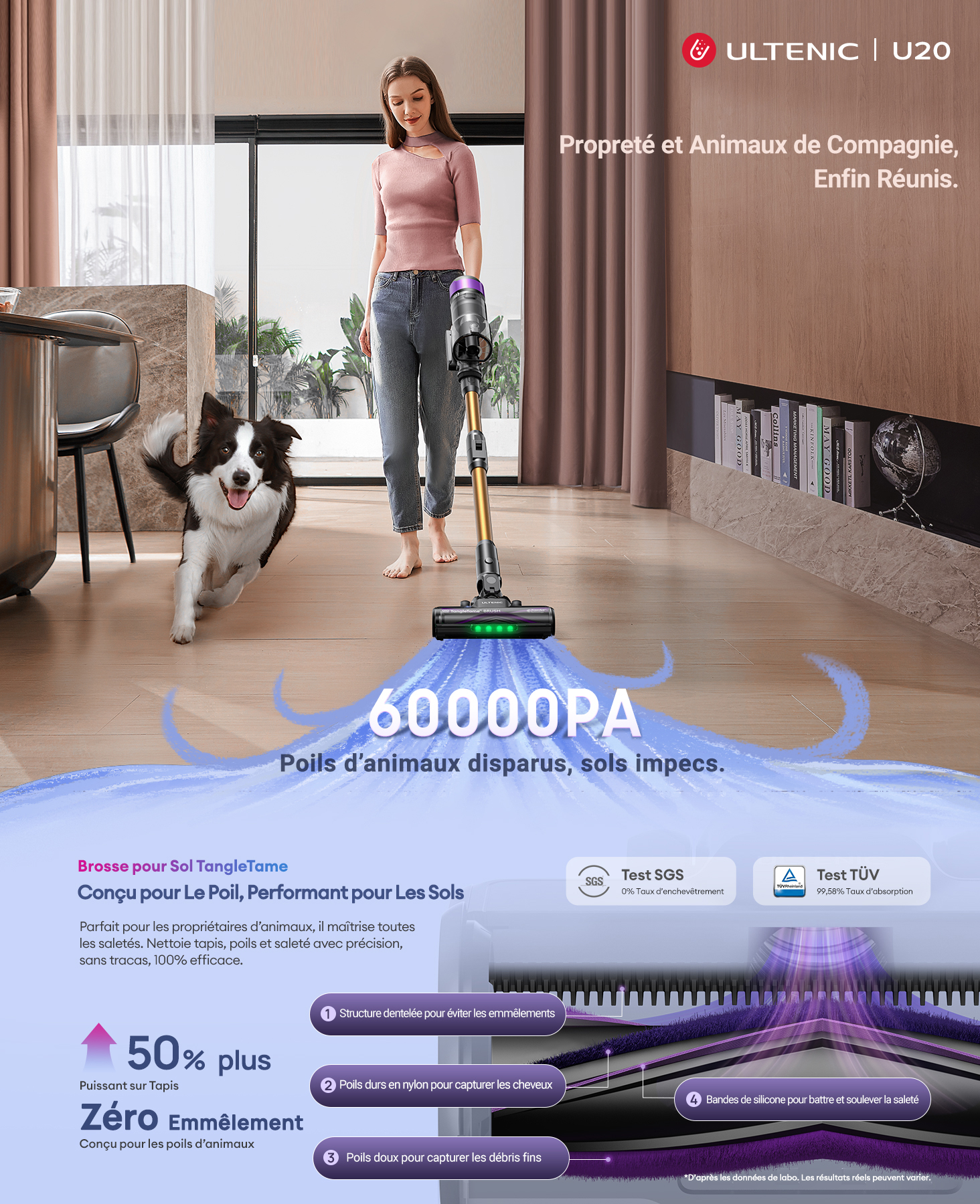 Aspirateur Balai Goodyear 600W - Puissance 18 KPa, Léger 1,9 Kg, Sans Sac, Filtre HEPA, Câble 3,8 M