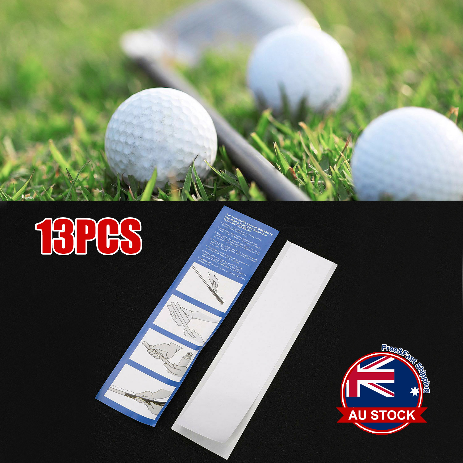 13PCS Double Sided Golf Club Grip Tape PreCut Rubber Strips Color