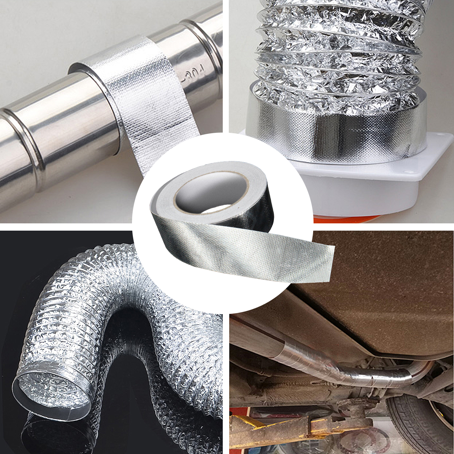 25m x 5cm Aluminium Foil Reinforced Heat Shield Tape Self Adhesive Duct