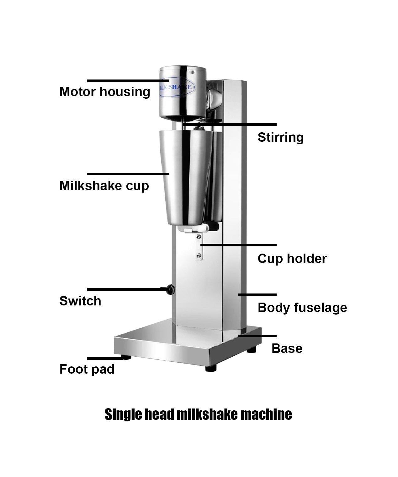 Milkshake Maker Drink Machine Cup Stainless Steel Shake Frother Home