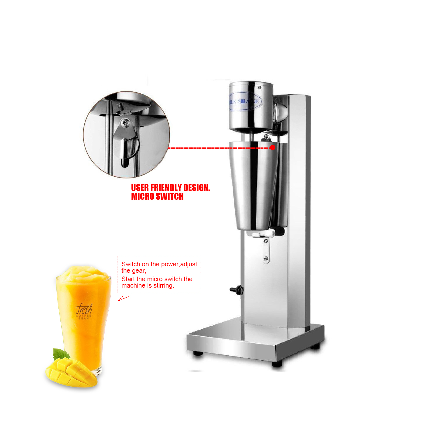 Milkshake Maker Drink Machine Cup Stainless Steel Shake Frother Home