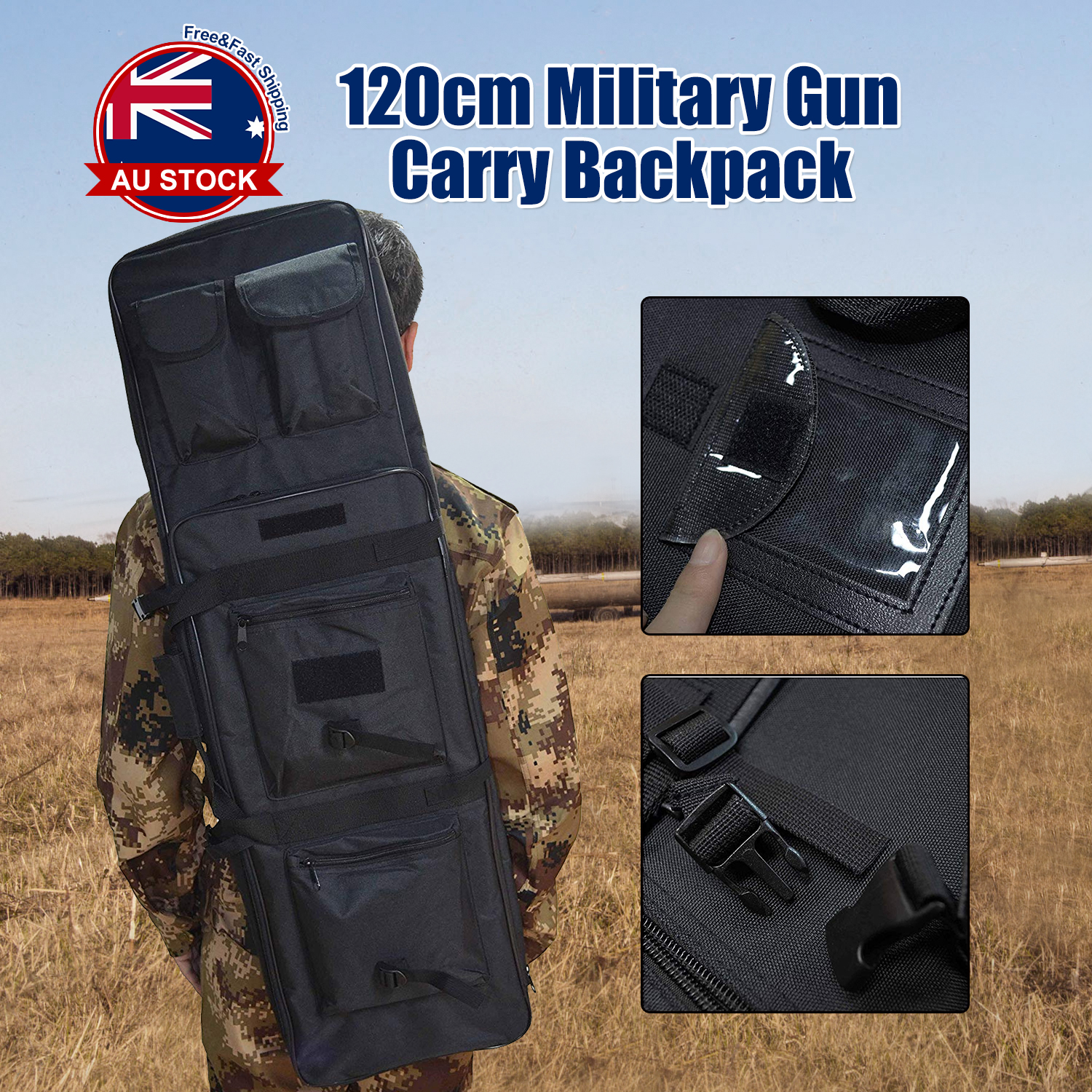 Tactical Military Dual Gun Rifle Carry Case Backpack Bag For Hunting