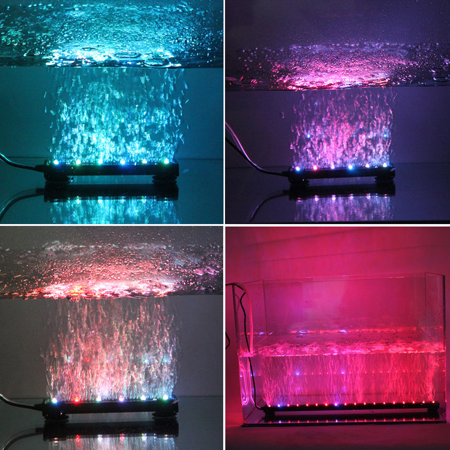 88cm Rgb Led Underwater Aquarium Air Bubble Lamp Light For Fish Tank Color Changing Led Air Bubble Light Underwater Submersible Aquarium Fish Tank