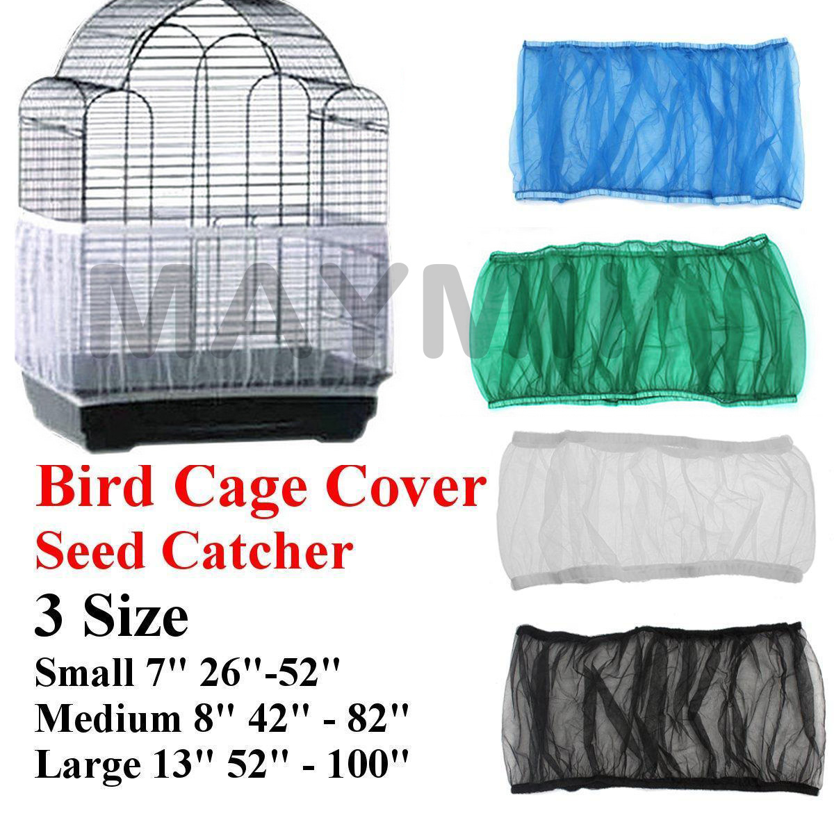 4Colors 3Sizes Seed Catcher Guard Mesh Bird Cage Cover Skirt Traps Debris Y