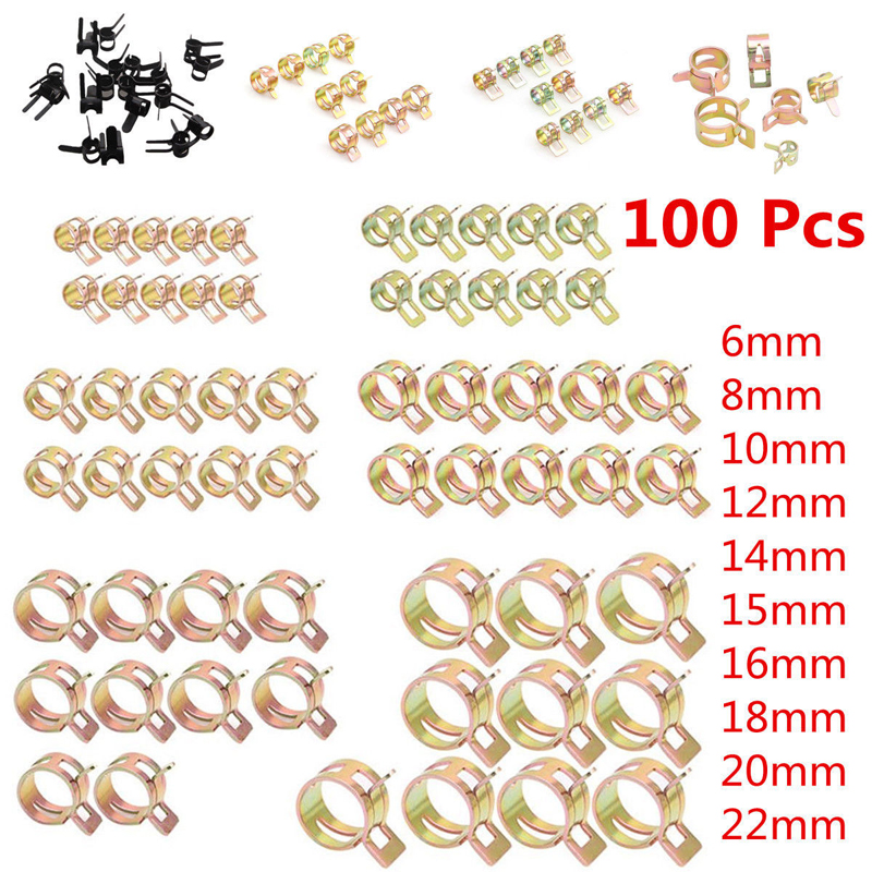 10 Sizes Fuel Line Spring Clamp Hose Pipe Clamp Fasteners AuInn 100 PCS 6-22MM Spring Hose Clamp Kit 6mm 8mm 10mm 12mm 14mm 15mm 16mm 18mm 20mm 22mm