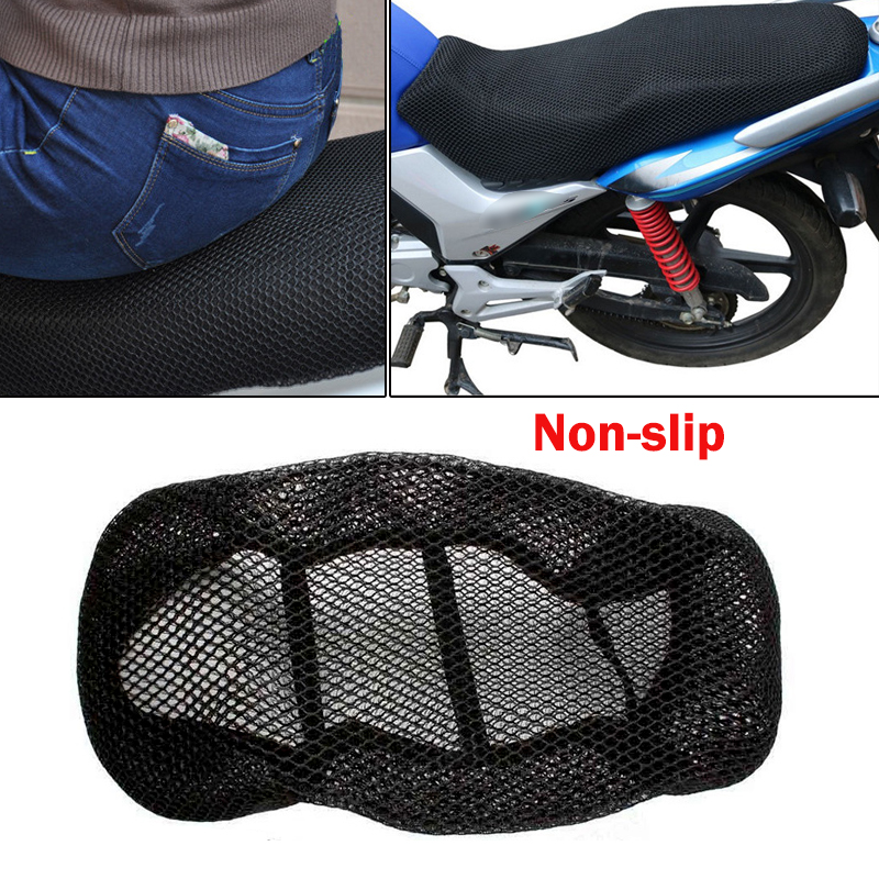 Universal Motorcycle Black 3D Seat Cover Net Breathable Heat Insulation Sleeve