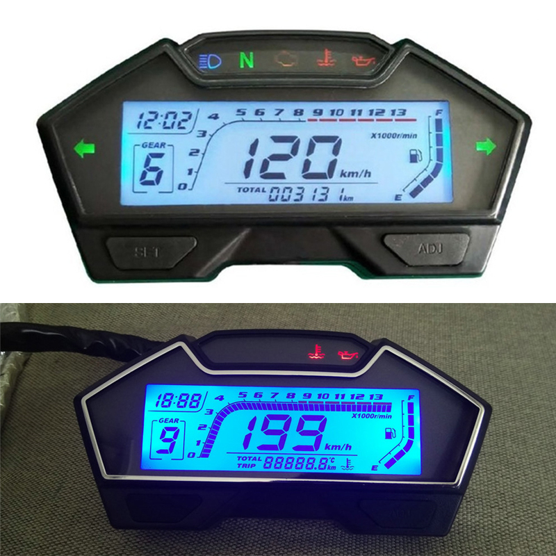 Universal RPM LCD Digital Motorcycle Odometer Speedometer Tachometer Gauge Speed eBay