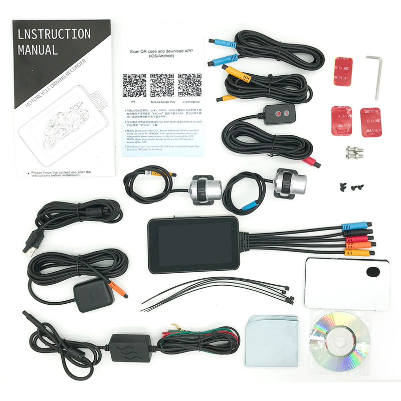 Motorcycle DVR Monitor Dash Cam GPS Recorder with Wifi Front & Rear View Camera Motorcycle DVR Monitor Dash Cam GPS Recorder with Wifi Front & Rear View Camera