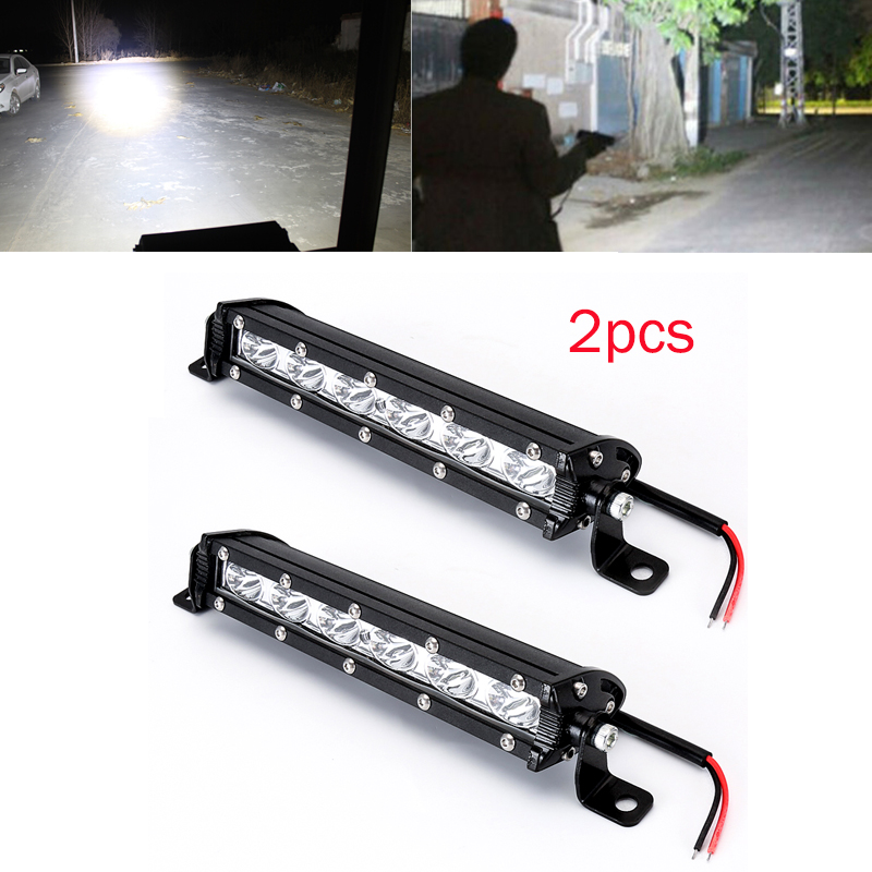 2PCS 8/" Thin Single Row CREE LED Spot Work Light Bar Off-Road 6000K Xenon White