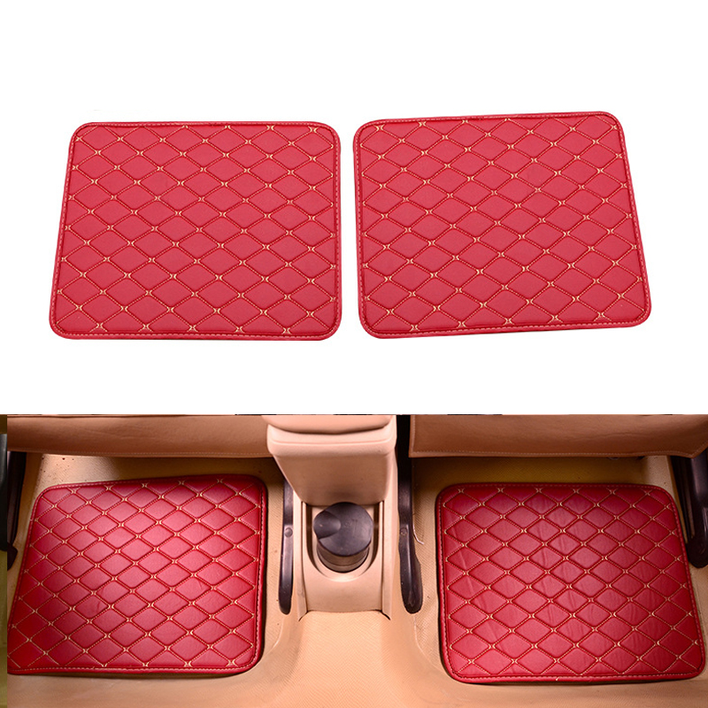 4PCS/set Red Artificial Leather Car Floor Mats Quilted Design Waterproof Liners eBay