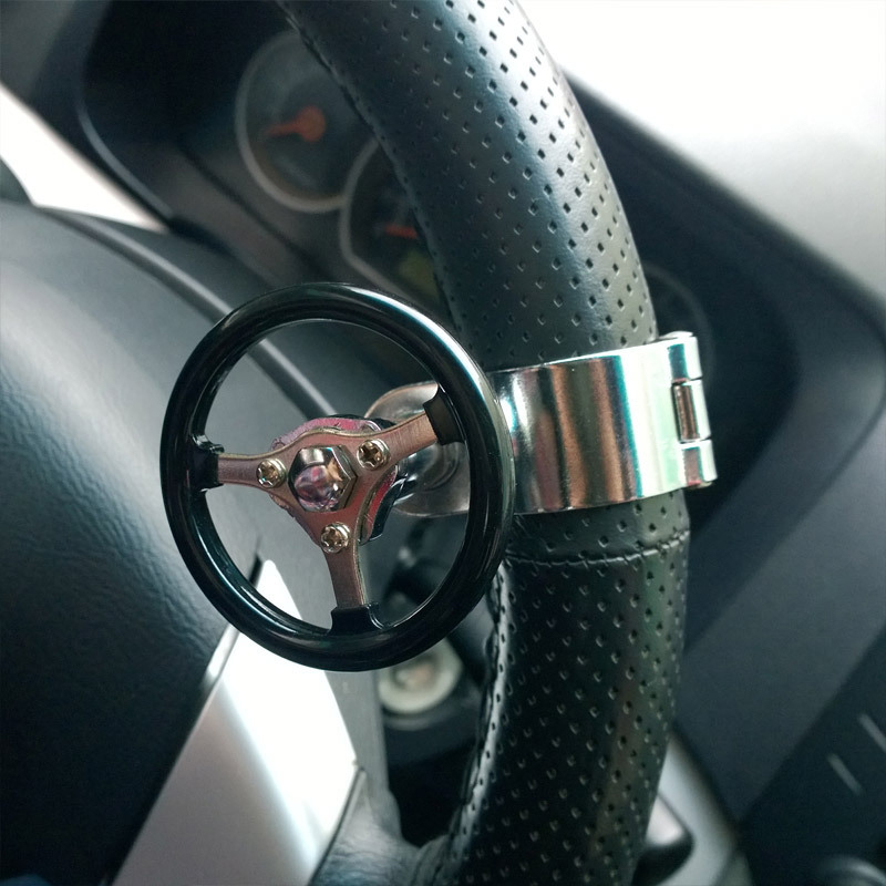 Lunsom Dice Steering Suicide Spinner Car Turning Wheel Knob Driving Power Handle Aid Control Helper Grip Booster Fit Universal Vehicle Silver