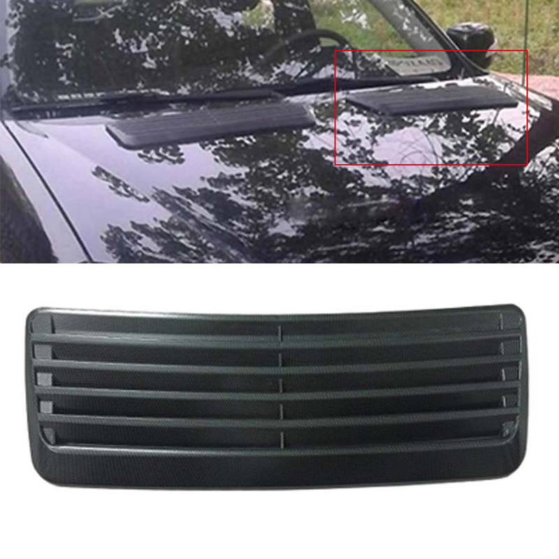 Sturdy Car Decorative Air Flow Intake Hood Scoop Cover Carbon Fiber 47x18cm ABS