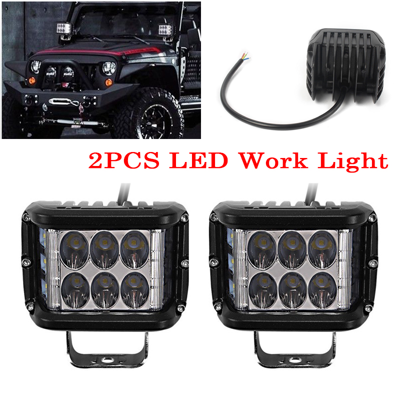 2x 4/" INCH 45W Side Shooter Pods Combo LED Work Light Strobe Lamp White /& Amber