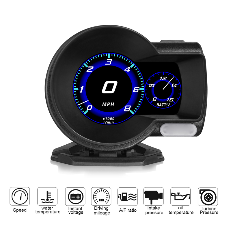 Car OBD2 Multifunction Gauge HeadUp Digital Display Boost Data Scan