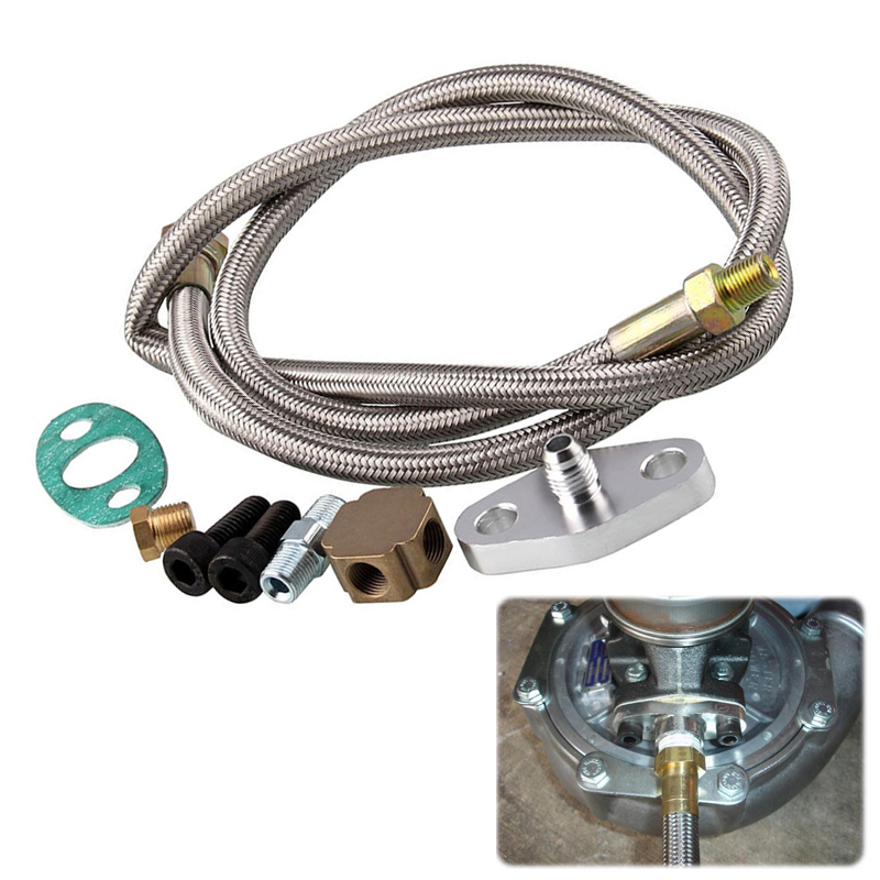 Turbo Oil Inlet Hose Feed Line Fitting Kit 1/8 NPT Adapter For T3