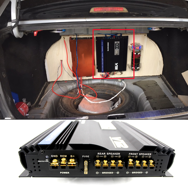 Qiilu 2 channel amplifier car audio Amplificateur de puissance Audio de  voiture, amplificateur de puissance Audio 2 canaux 12V 3800W en alliage
