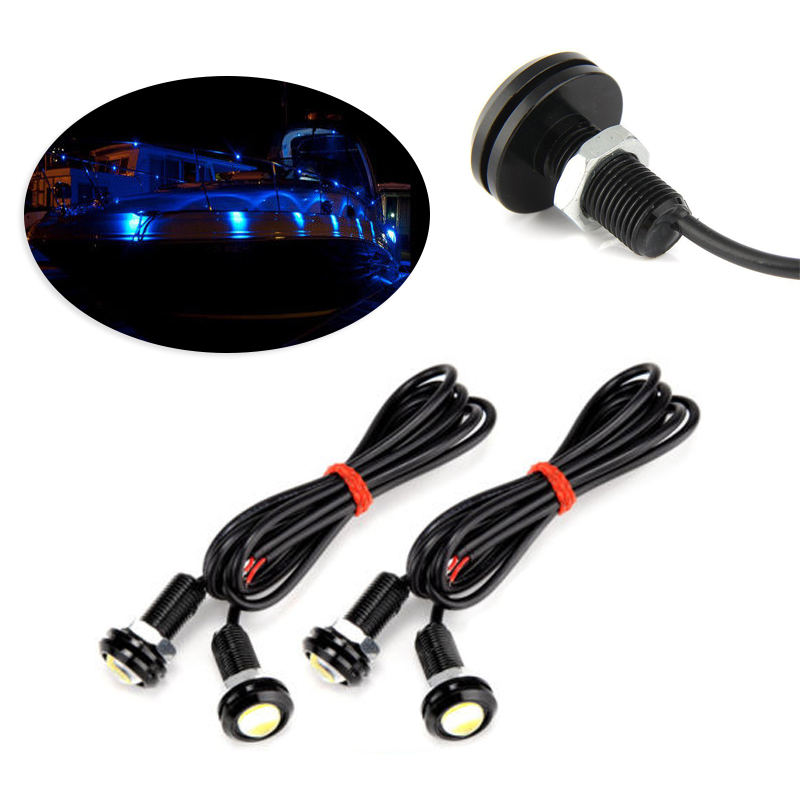 4x Blue LED Boat Light Waterproof 12v Deck Storage Kayak Bow Trailer Bass
