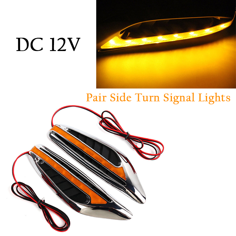 2PCS Universal Yellow Blade Car Steering Light Led Turn Signal Fender 2005 Chevy Express Turn Signal Bulb