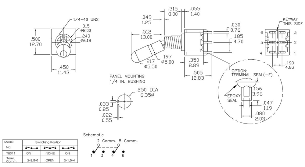 10Pcs SH T8011 Lever 6Pin ON-ON 2-Position DPDT Toggle Switch - Foto 7