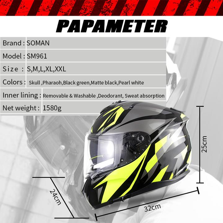 Soman Motorcycle Helmet Full Face Washable Capacete Full Soman Motorcycle Helmet Full Face Washable Capacete Full