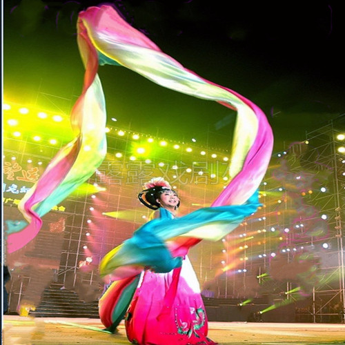 Super Long 6~12m*0.5m Dance Throwing Silk Ribbon Streamer And 2 Telescopic Stick