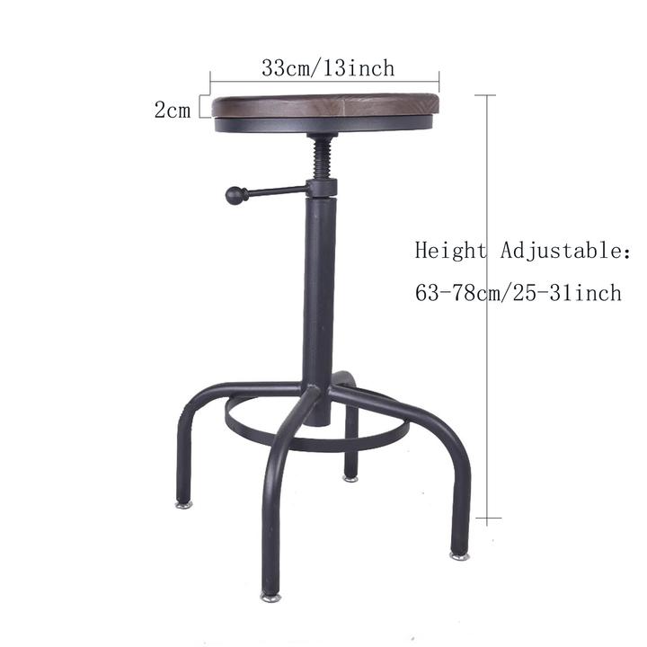 Vintage Bar Stool Swivel Chair Coffee Kitchen Dining Wood Top Categories