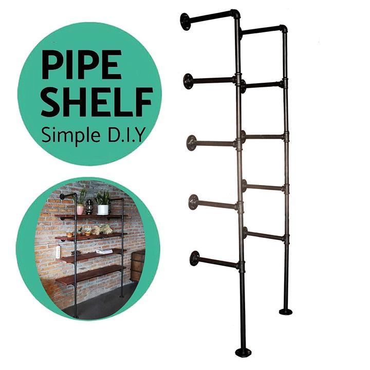 Details About Industrial Wall Shelf Pipe Ceiling Shelves Vintage Hang Bracket Bookshelf 68inch