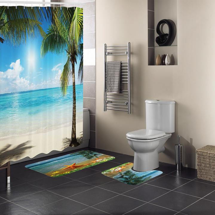 15 Pc Sunny Ocean Bath Rug Mat Bathroom Set Contour Shower 15 Pc Sunny Ocean Bath Rug Mat Bathroom