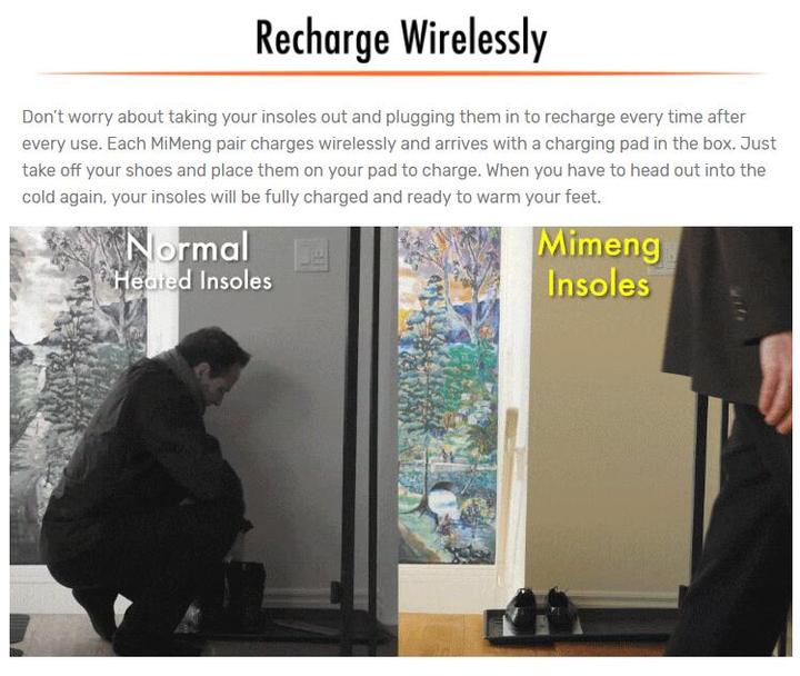 MiMeng Smart Heated Insoles Free APP Via Bluetooth Wireless Charging