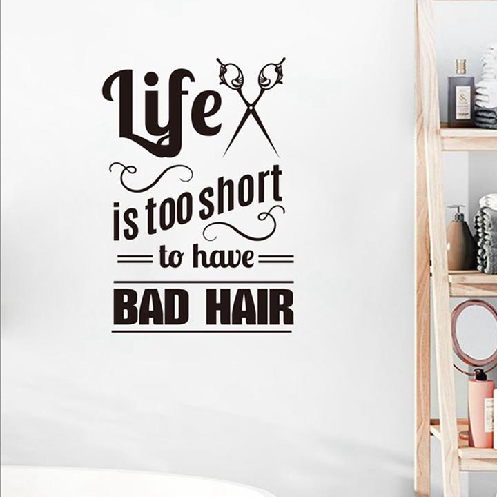 FlyWallD Hair Salon Decal Hairstylist Quotes Wall Sticker Vinyl Art Window Barbershop Decor