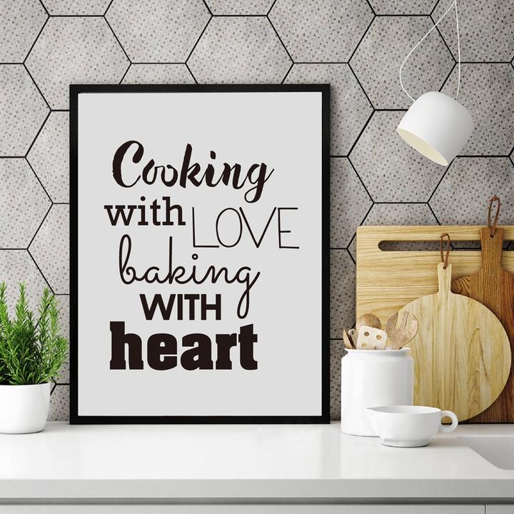 Cooking With Love Quote Baking With Heart Canvas Prints ...
