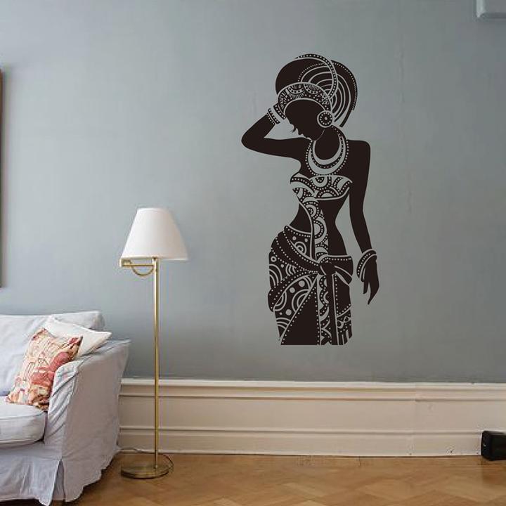 Home & Garden Vinyl Wall Decal Africa Map Beautiful Woman African