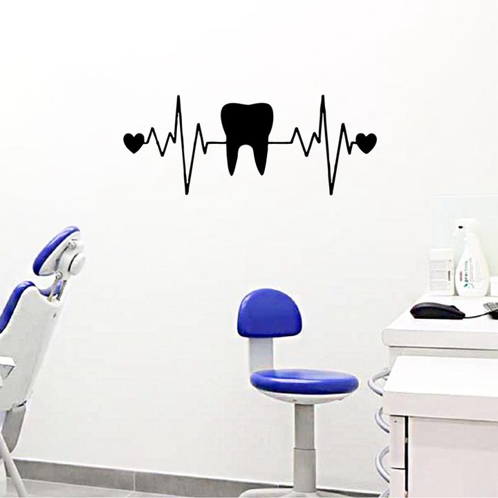 Teeth Dentist Dentistry Heart Ecg Vinyl Wall Art Decals Dental Clinic Decoration Ebay