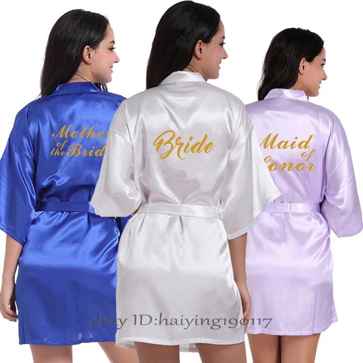 Bridesmaid Immortal crane Women Satin Wedding Bride robe Bridesmaid Robe 6 color
