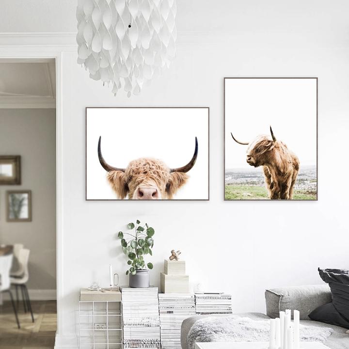 Highland Cow Mountain Canvas Poster Landscape Wall Art Print Scandinavian Decor - Highland Cow Room Decor Highland Cow Mountain Canvas Poster Landscape Wall Art Print Scandinavian Decor - Highland Cow Room Decor