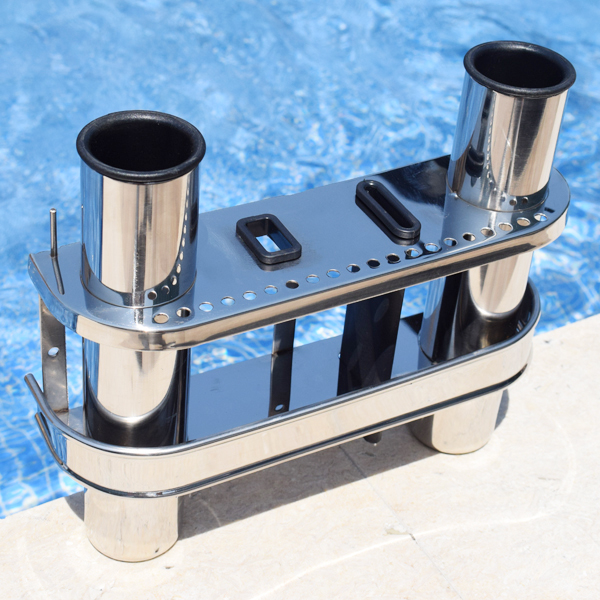 Promotional Fishing Rod Holder Rests and Tackle Rack Stainless Steel 2 Tube Nice