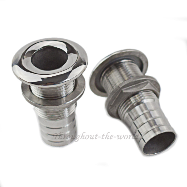 US Stock 1x Single Thru Hull Fitting 0.79/" Hose Barb Marine Polish S.S Hardware